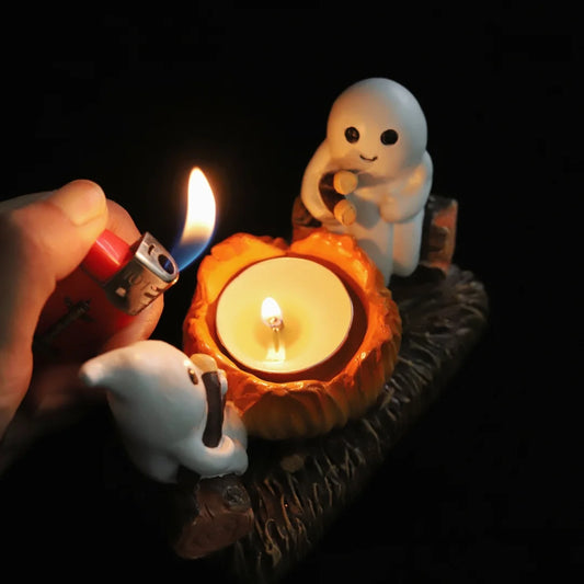 1Pc, Halloween Ghost Candlestick Resin Vase Decoration, Ghost Candlestick Can Be Succulent and Can Be Stored for Halloween Interior Decoration for Indoor and Outdoor Use