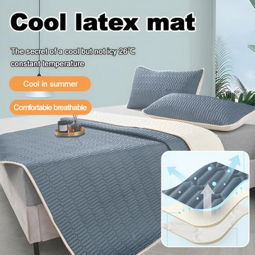 Latex Ice Silk Cool Mat Summer Mat  Machine Washable for Bed Cooling Feeling Silk Bed Pad and Pillowcase Ice Silk Bed Sheet Set