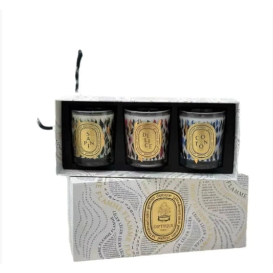 Aromatherapy Candle Limited Three Piece Set with 70g * 3 Fir Tree+Soft Wool+Honey Fruit Gift Box Gift Bag