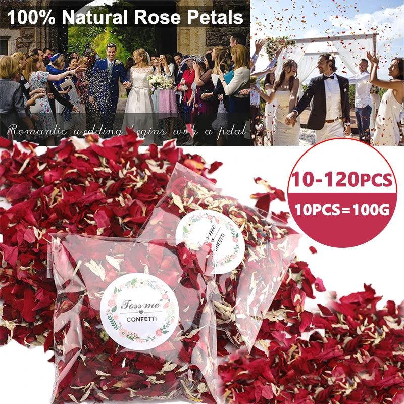 10-120Pcs Wedding Confetti Rose Petals Dried Flowers 100% Natural Biodegradable Petals Wedding Party Decoration Bridal Shower