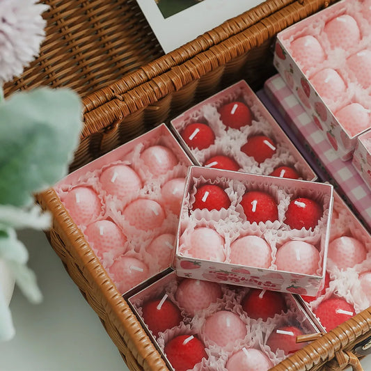 4pcs Strawberry Aromatherapy Candles Mini Strawberry Scented Candles Wedding Birthday Party Gift Candle Home Decoration