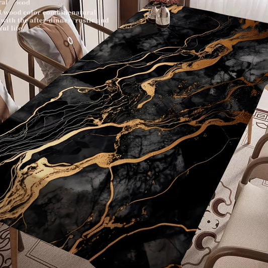 Black Gold Marble Table Cloth Rectangular Stain Tablecloth Oilcloth Mantel Mesa Impermeable Tablecloth Decoration