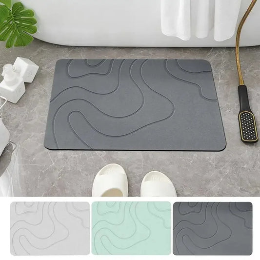 Minimally designed diatomaceous earth floor mat for bathroom and toilet, absorbent and non slip foot mat, dirt resistant carpet