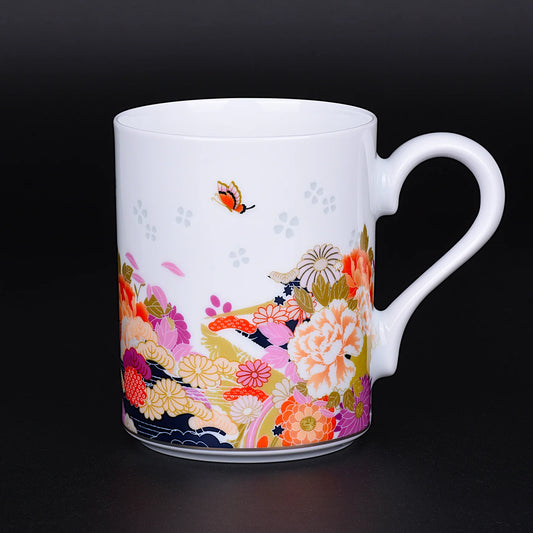 LIANHUA POTTERY Linglong Porcelain Mug 350ml Handcrafted Garden Design Drinkware Luxury Wedding Anniversary and Birthday Gift