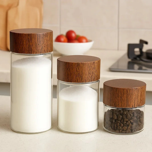 10/20/30ml Mini Glass Bottles DIY Glass Vials Wood Lid Storage Container Tube Portable Coffee Beans Sealed Tank Candy Spice Jars