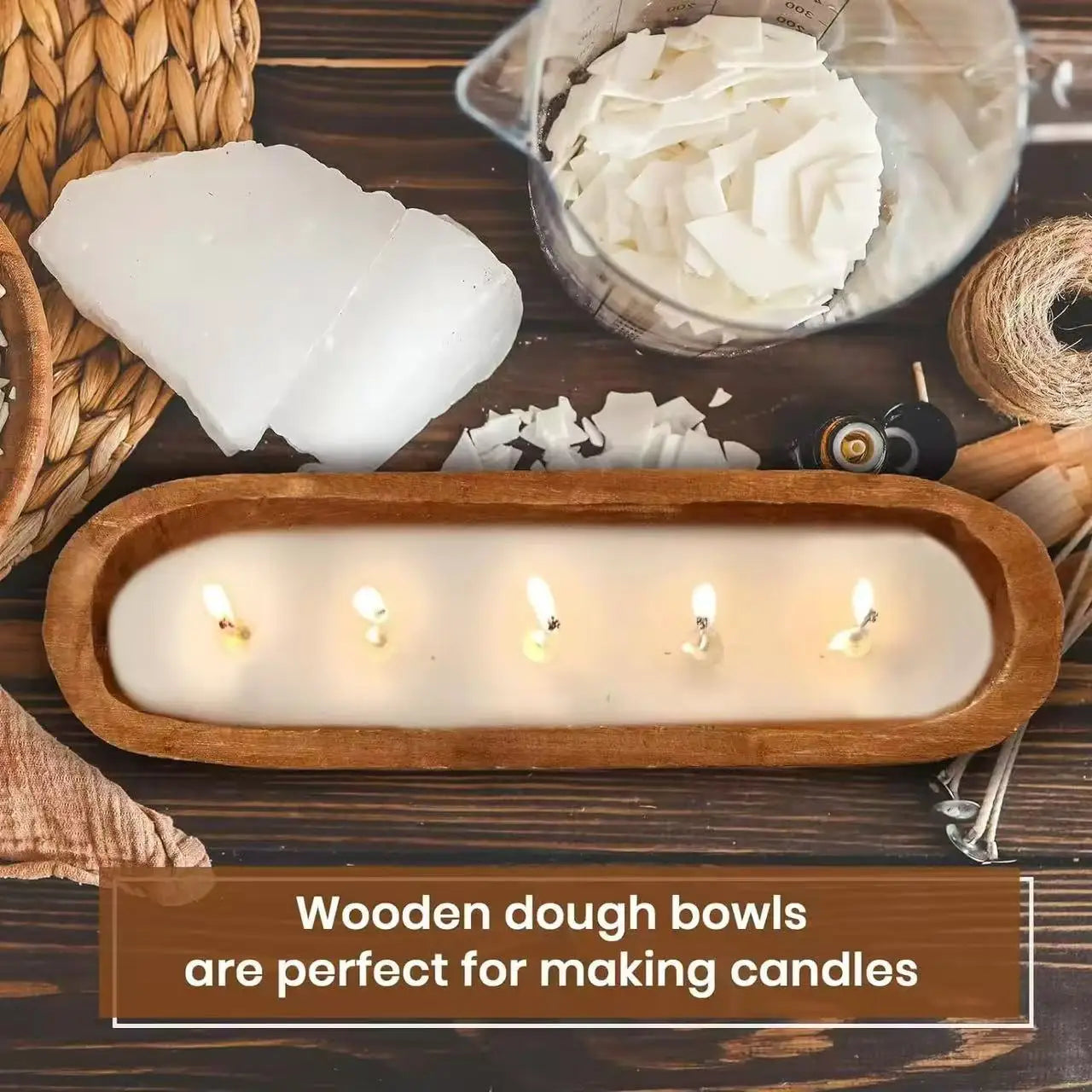 Pearled Candle Wooden Candle Tray Set DIY Sand Wax Scented Candle Set Floating Candles Holders Luxury Home Decoration Gift