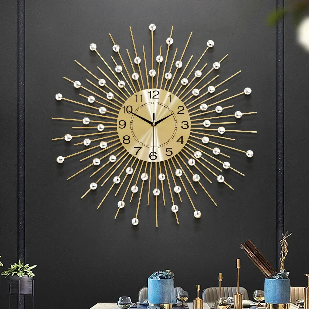 Gold Large Wall Clock Metal Silent Modern Luxury Nordic Clocks Wall Home Decor Gold Wall Watches Living Room Decoration Gift