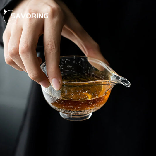 110ml Creative Bubble Glass Tea Pitcher Heat-resistant Crystal Retro Cha Hai Justice Cup Chinese Tea Set Decoration Equipment