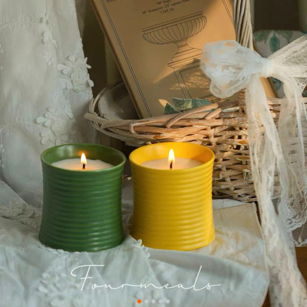 YULONG Tea Scented Candle Monet Garden Jasmine Fig Cedar Sandalwood Citrus Ceramic Cup Aromatherapy Candle Home Decoration Gift