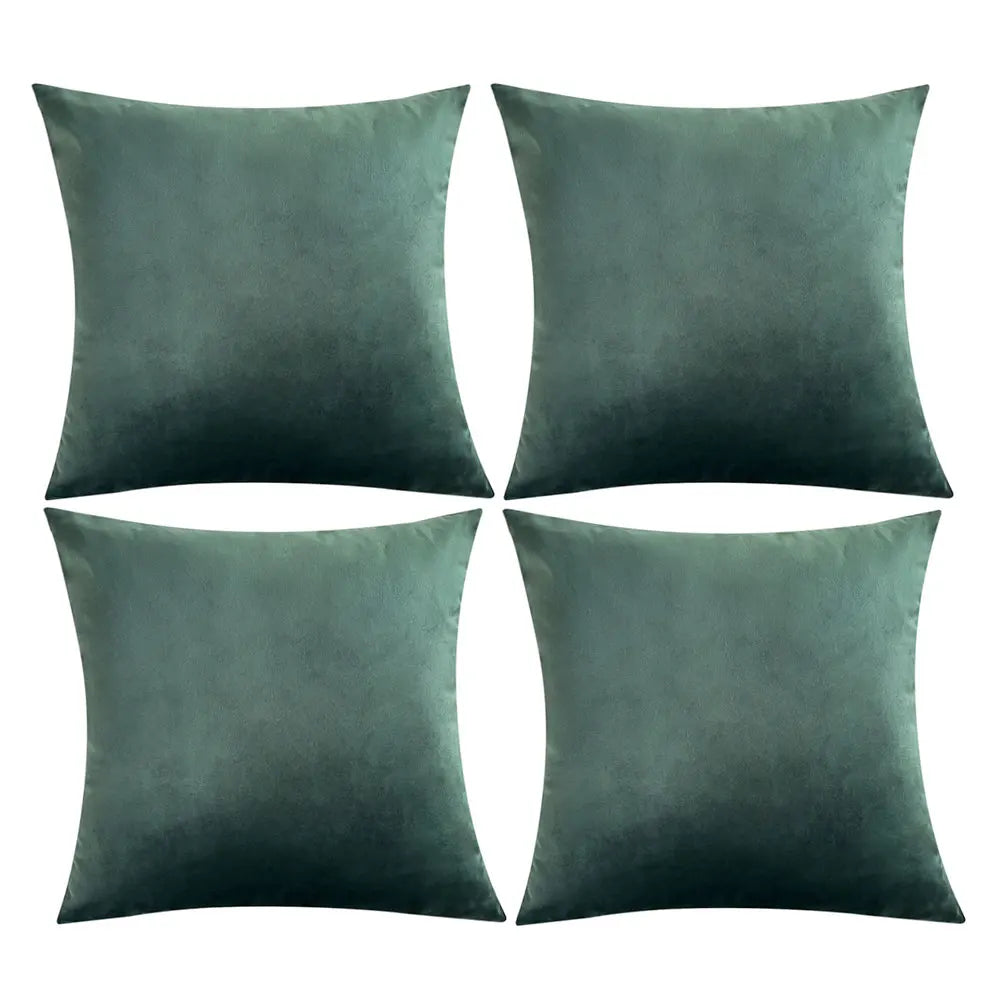 Pack of 4 Velvet Throw Pillow Cover for Sofa Ultra Soft Dark Green Cushion Cover Nordic Style Home Decor Pillowcase Comfortable