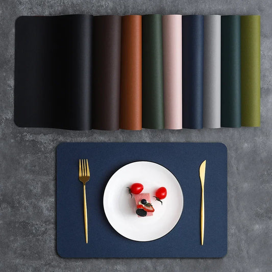 Double-sided Vegan Leather Placemat,Dining Table Mat Pad-Heatproof Waterproof Table Mat for Stylish & Practical Dining 1/4/10PCS