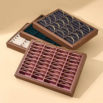 Walnut Wood Jewelry Display Tray – Elegant Organizer for Rings, Earrings & Bracelets | Naturalbuilthome