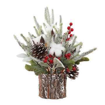Christmas Table Decor Artificial Desk Christmas Tree With Berries Holiday Indoor Decorations 10cm/3.94 Inches Fake Potted Plants