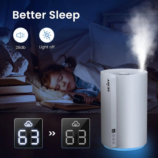 Sejoy Humidifiers for Bedroom Large Room, Cool Mist Humidifiers Quiet, Ultrasonic Air Humidifier for Baby Plant