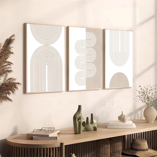 Modern Minimalist Boho Lines Abstract Canvas Painting Geometric Bohemian Beige Posters And Prints Wall Art Picture Bedroom Decor