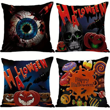 Home Decor Halloween-themed Funny Eye & Skull Cushion Covers Pattern Cushion Cover Suitable for Sofa Bedroom Car Pillow Cover