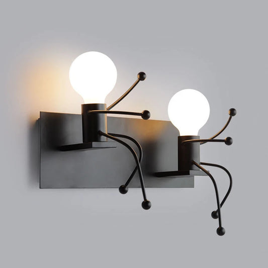 Modern Creative Wall Lamp Nordic Sconce Cartoon Doll Wall Light American Minimalism Metal Robot Lamps for Kids Baby Living room