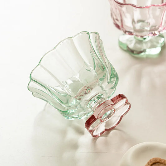 Chinese Petal Small Cup Dessert High-end Feel Oatmeal Cup Glass Cup Women's High-quality Milk