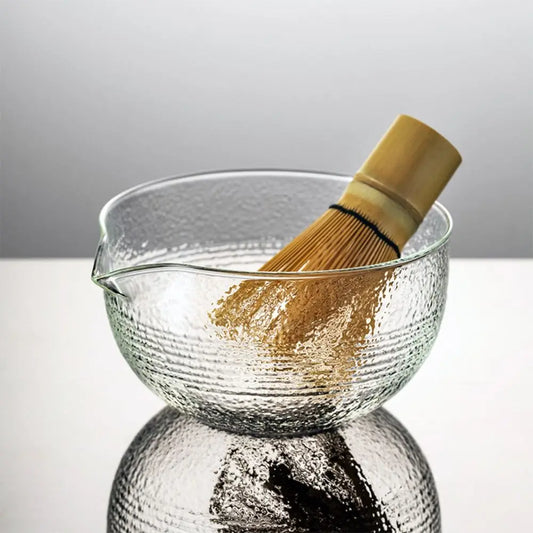 Glass New Matcha Bowl Textured Matcha Making Kit with Pouring Spout Reusable Matcha Whisk Set Japanese Tea Set Tea Lovers