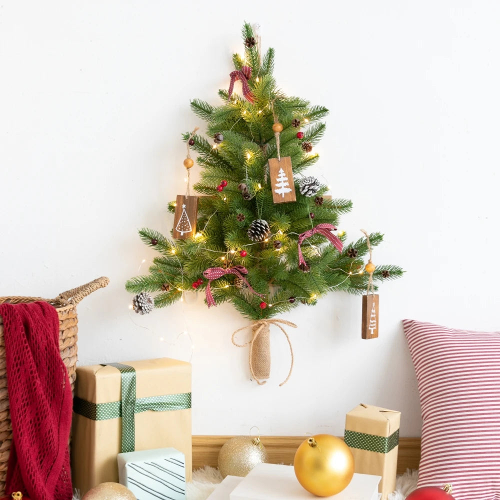 Creative DIY Small Wall Christmas Tree LED light String Door hanging Christmas Decoration Home Scene Layout Party Glowing Decor