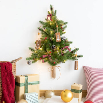 Creative DIY Small Wall Christmas Tree LED light String Door hanging Christmas Decoration Home Scene Layout Party Glowing Decor