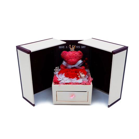 Preserved Roses Forever Decorative Dried Natural Flowers Bouquet Romantic Surprise Gift Jewelry Box for Women Anniversary