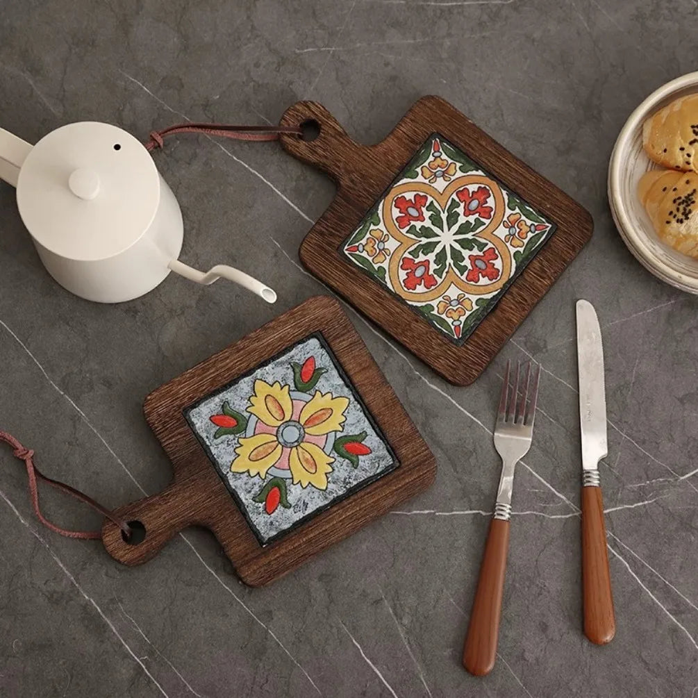 Wood Placemats Table Mat Waterproof Coaster Insulation Coffee Cup Mat Kitchen Decoration Plate Mats Party Accessories Ramadan