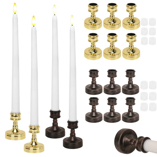 Pack of 12/24Pc LED Flameless Flickering Taper Candles with Remote Battery Operated Tea Lights Home Wedding Decor Candlesticks