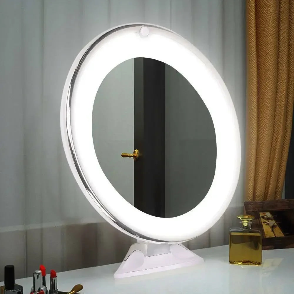 10X Magnifying Makeup Mirror with LED Light 360 Degree Rotating Cosmetic Vanity Makeup Mirror Suction Cup Bathroom Shower Mirror