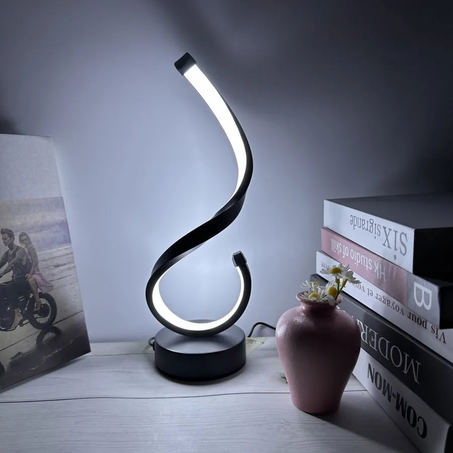A modern twisting digital No.6 desktop table lamp, USB-powered with three-color dimming, suitable for bedroom, study, and living