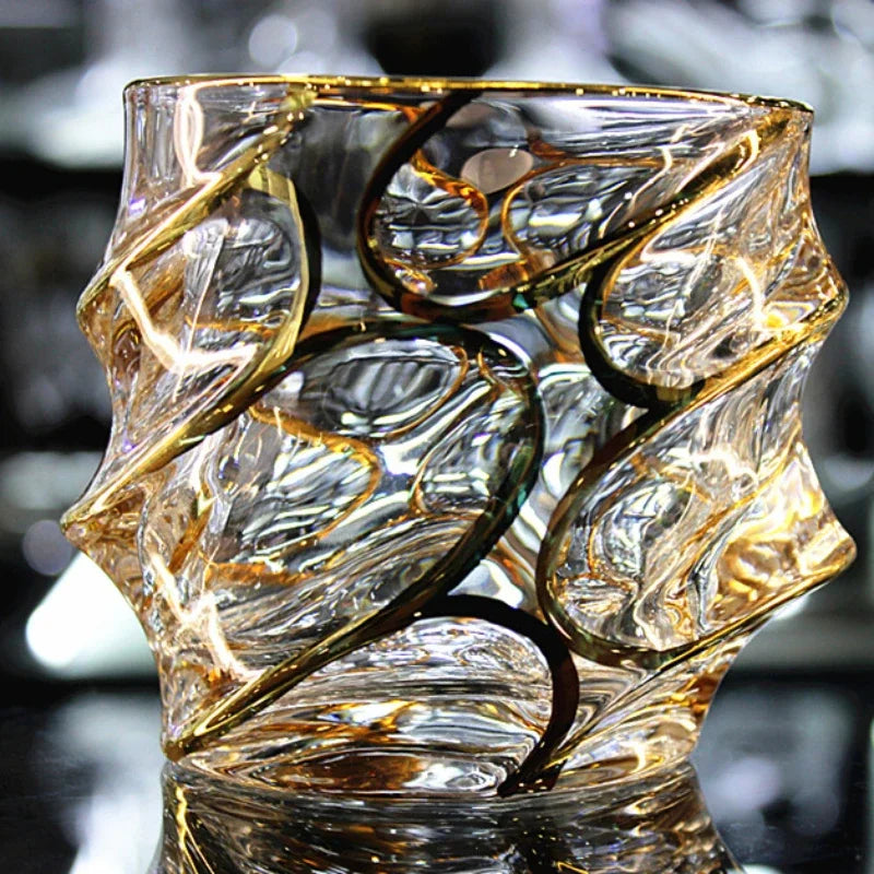 Spirits Brandy Tea Glass - European-style Large-scale Crystal Glass Drawing Gold Wine Whiskey Beer Glass