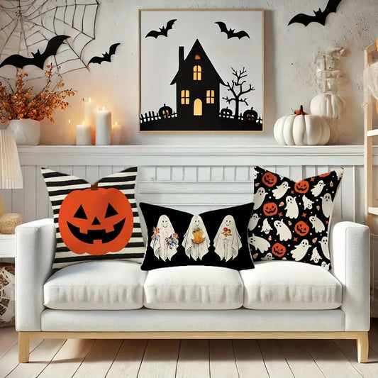 Halloween Magic: Pumpkin, Ghost, Cat & Spooky Patterns Pillow Covers Sofa cushion cover holiday party decoration gift