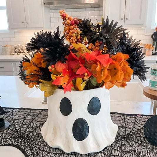 Ghost Bucket Decor, Ghost Planter Pot, Ghost Bucket Vase, Halloween Ghost Bucket, Handmade Halloween Treat Buckets