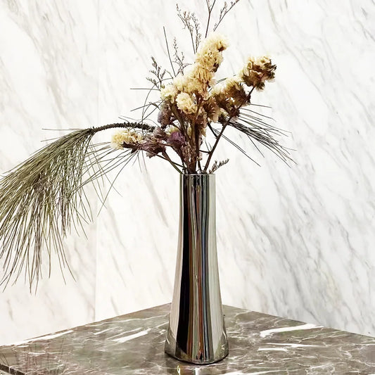 Stainless Steel Silver Metal Small Vase - Simple, Light Luxury Dry Flowers/Simulated Flowers Modern Home Decoration Ornament
