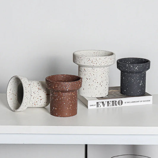 1PCS Creative Concrete Flower Pot for Succulents Nordic Style Indoor Planter with Tray Modern Home Decor for Living Room Balcony