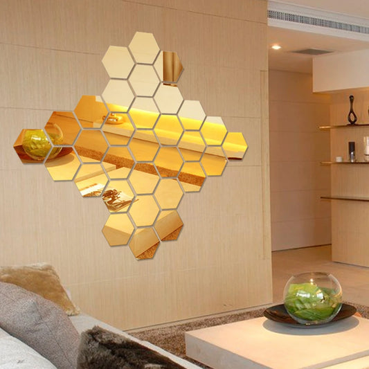 24Pcs Acrylic 3D Mirror Wall Stickers Waterproof Aesthetic Mirror Decals Decorative Background Stickers for Bedroom Living Room