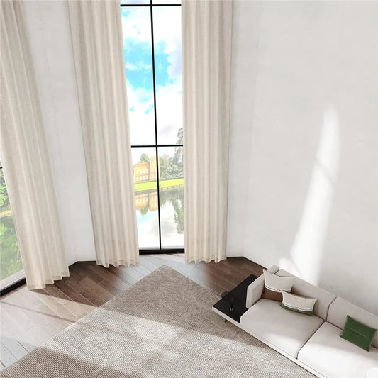 Extra Long 300cm Height 400cm Height  Faux Linen Sheer Curtains - Custom Long High Ceiling Curtain Living Room, Dining Room