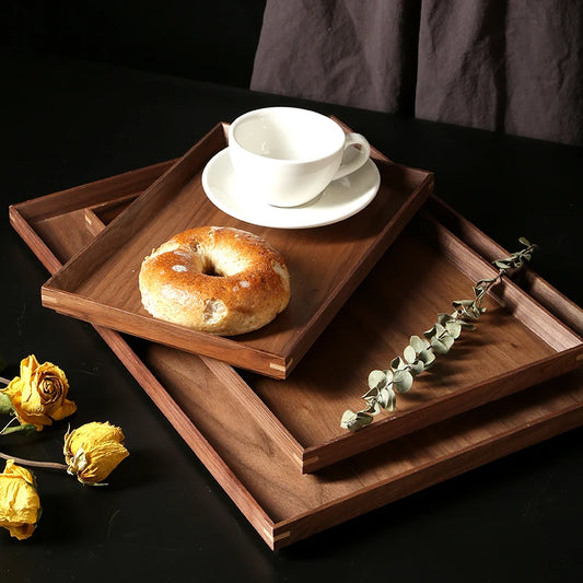 Natural Wood Tray Home Japanese Tea Tray Put Fruit Cups Black Walnut Dinner Plate Logs Whole Cutting