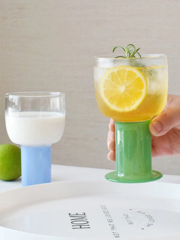 Cute Colored Glass Mug Transparent GLass Cups  Cocktail Brandy Wine Glass Domestic Coffee Milk Juice Glasses