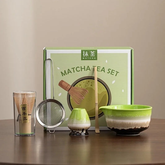 Bamboo Ceramic Japanese Matcha Tea Set Reusable Chasen Stirring Tea Sticks Matcha Spoon Matcha Whisk Set