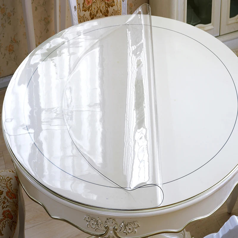 1.0 mm Round Transparent Table Cloth Film Protection Pad Soft Glass Tablecloth Dining Oilprpoof Waterproof  Desk Protector
