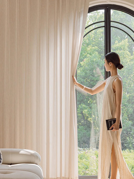 Japanese Cotton Hemp Linen Gauze Curtain Japanese Small Fresh Literary Hemp Gauze Curtain Living Room Floating Window Balcony