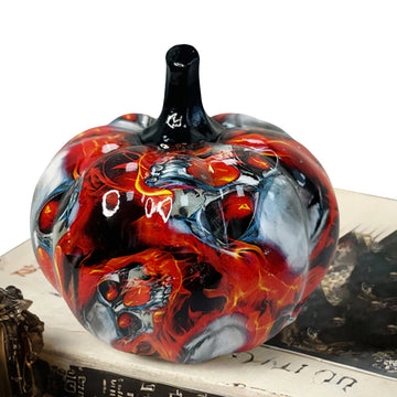 Horror Skull Halloween Pumpkin Decoration Resin Pumpkin Figurines Halloween Pumpkin Desktop Ornaments for Home Decor