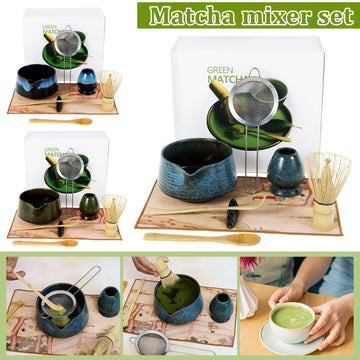 Matcha Bowl and Whisk Holder Set Premium Bamboo Ceramic 500 ml Chawan Easy to Clean Present for DIY Matcha Lover Kit