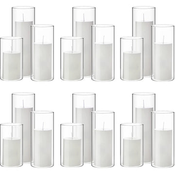 Glass Cylinder Vases Clear Cylinder Candle Holders for Slim Pillar Candles Wedding Centerpieces Wedding Candle Holders