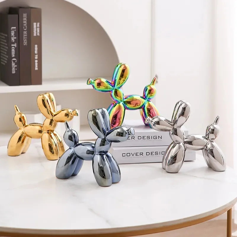 Vilead Ceramic Plating Balloon Dog Orange Figurines Animal Statue Handmade Sculpture Gold Sliver Modern Living Room Desk Decor