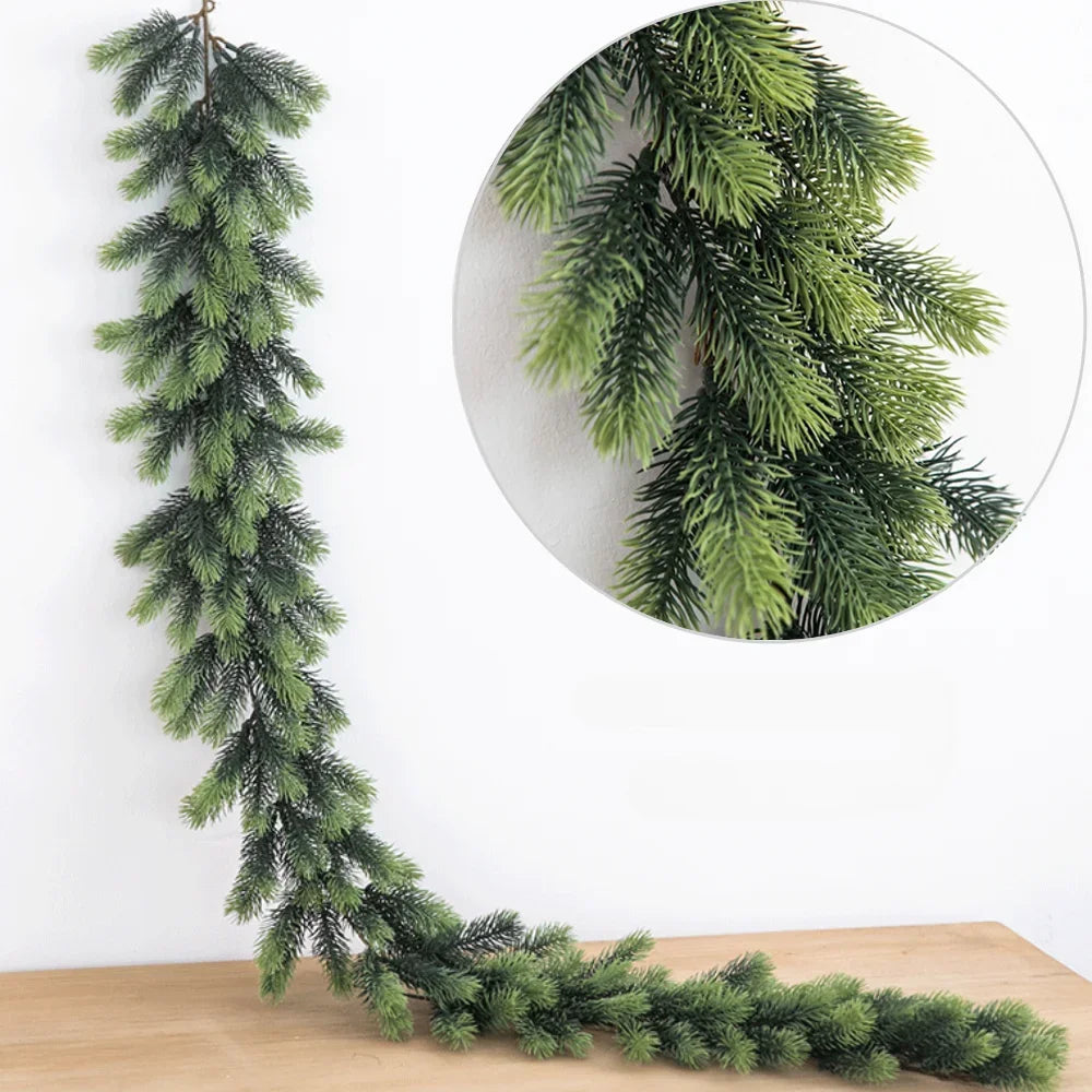 Artificial Christmas Pine Garland, Greenery Winter Garland Decor for Home, Wall, Porch, Table, Mantle, Indoor Outdoor Decoration