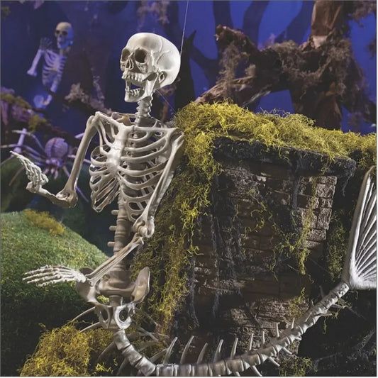 1PCS Skeleton Mermaid Skeleton Portable Plastic Decoration Fish Skeleton Statue  Halloween Fish Skeleton Haunted House