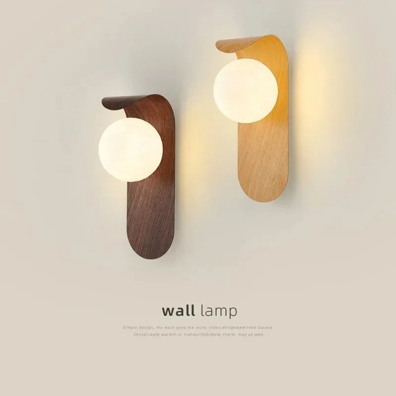 Wabi-sabi style Walnut wood grain iron lamp Foyer Restaurant Aisle Bedroom Acrylic Lampshade G9 Bulb