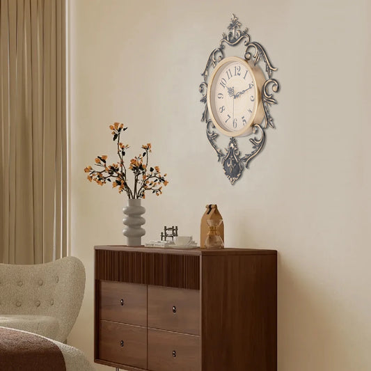 Vintage Wall Clock Retro Metal Wall Clock Decorative Wall Clock for Bedroom/Living Room